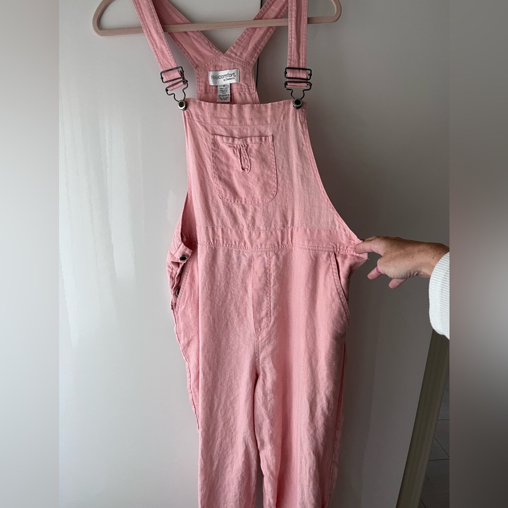 * SOLD- NOT AVAILABLE * 100% Linen Pale Pink Overalls